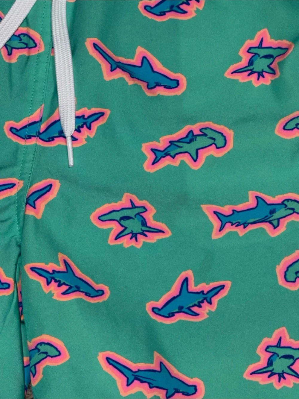 Chubbies Kids boys size medium 10/12 swim trunks Mint Shark Print Swim Trunks